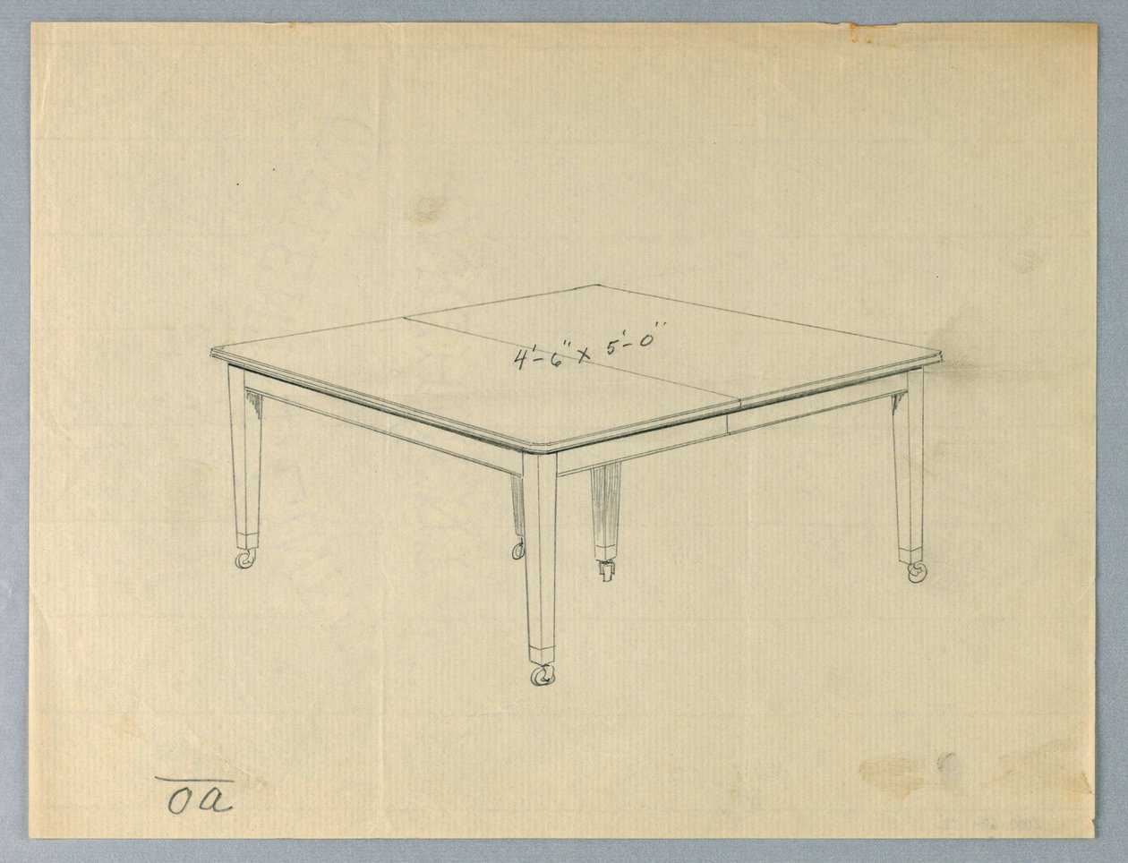 Tekening, Ontwerp voor een Zesbenige Rechthoekige Eettafel door Unbekannt