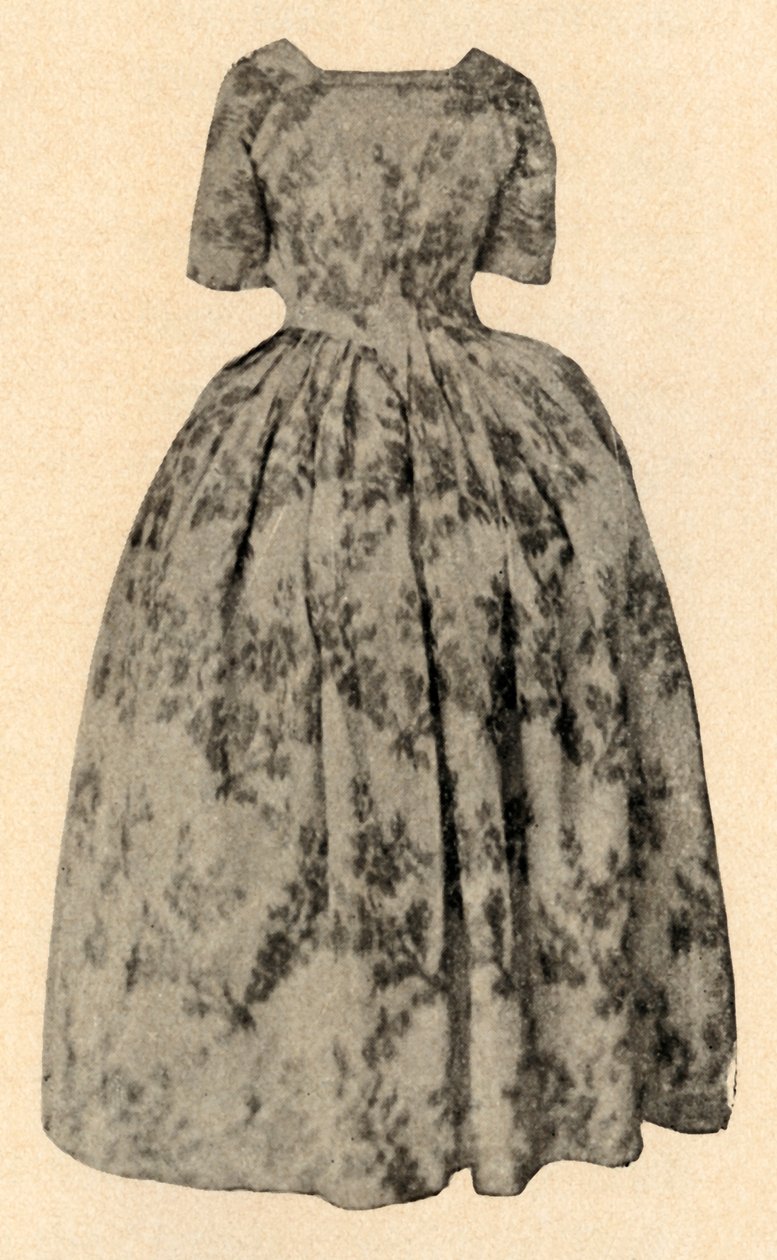 Jurk van buff chinees zijde, gedragen door Lady Stuart in de Barbados Kolonie, ca. 1700, 1937 door Unbekannt