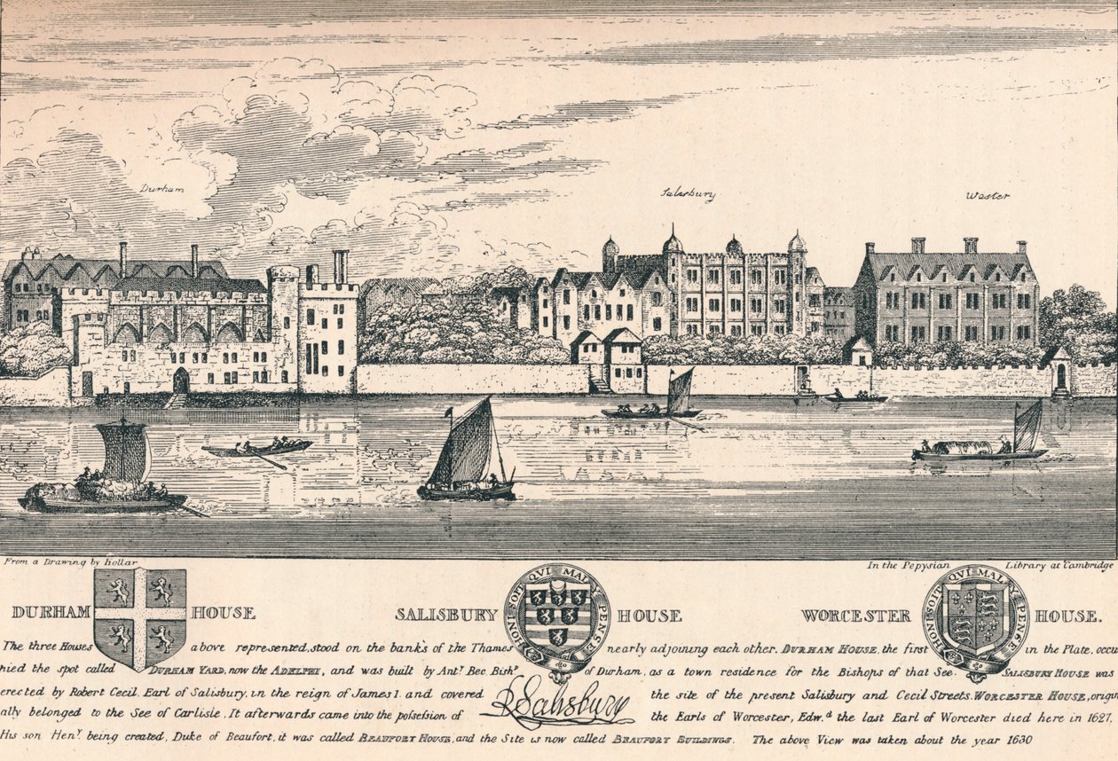 Durham House, Salisbury House en Worcester House, Londen, ca. 1808, 1903 door Unbekannt