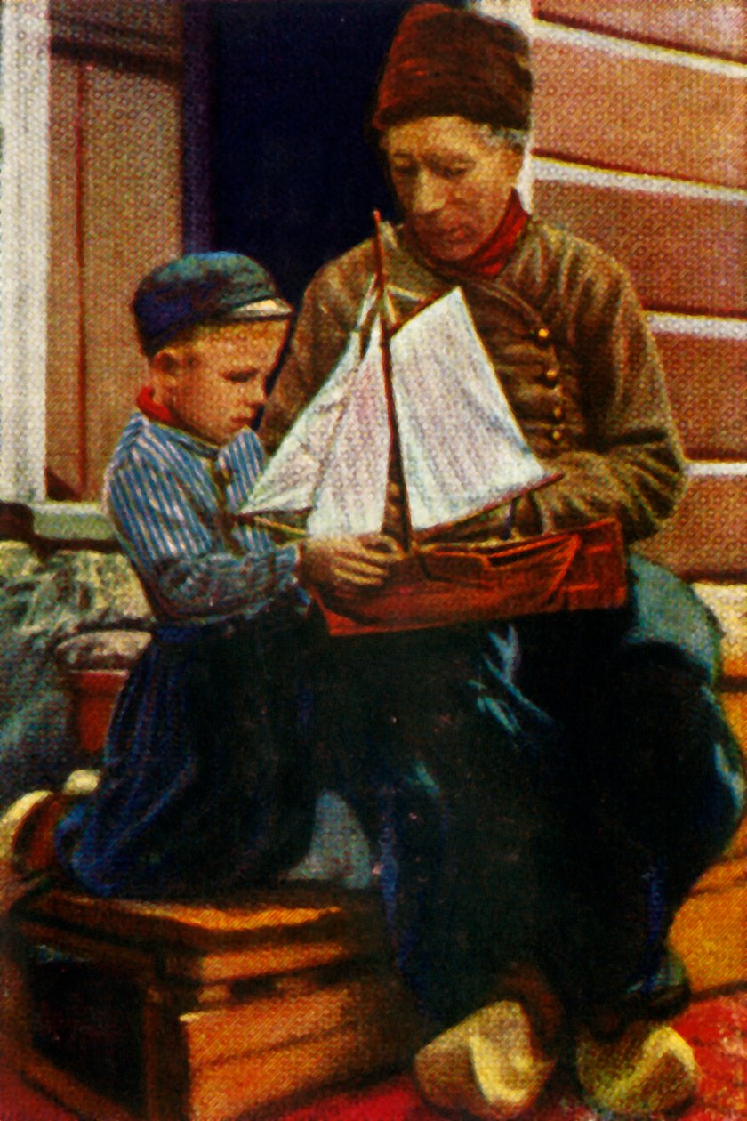 Nederlandse vader en zoon in traditionele kleding, ca. 1928 door Unbekannt