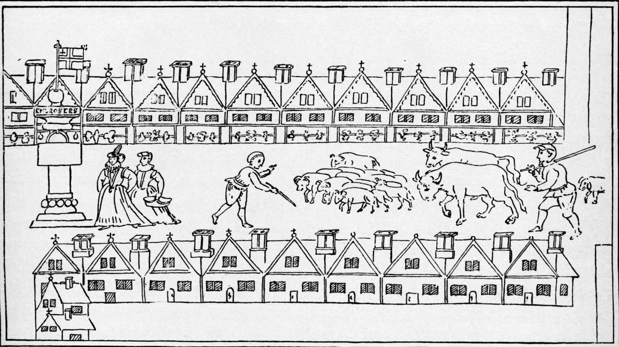 Eastcheap Market, Londen, c1598 1904 door Unbekannt