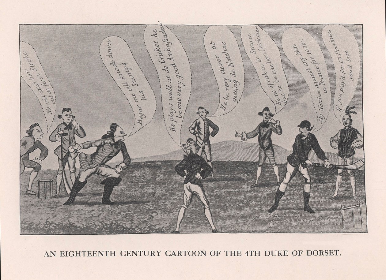 Edward Sackville 1591-1652, 4e hertog van Dorset, cricket spelend, 18e eeuw 1912 door Unbekannt