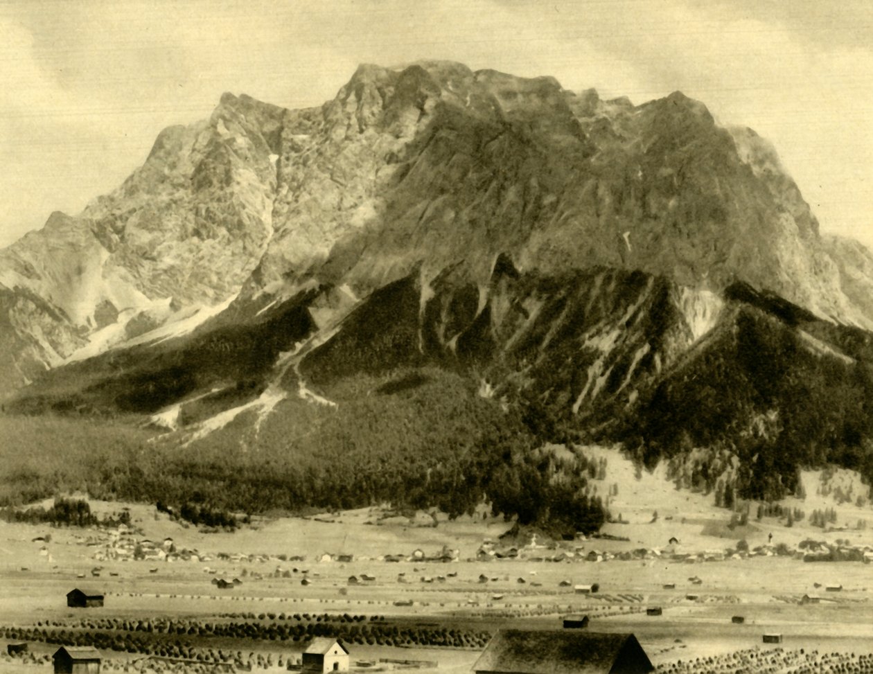 Ehrwald en de Wetterstein bergen, Tirol, Oostenrijk, ca. 1935 door Unbekannt