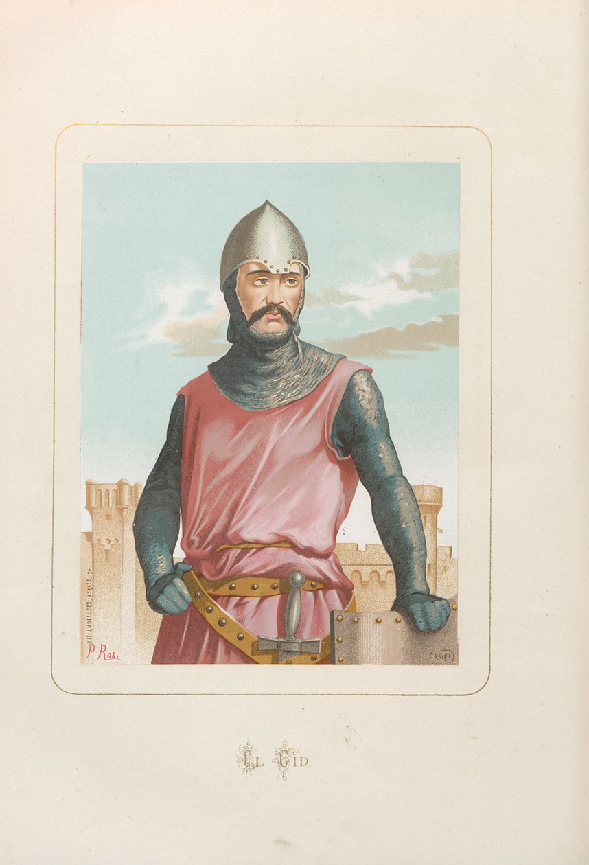 El Cid Rodrigo Díaz de Vivar. Uit: Hombres y mujeres celebres de todos los tiempos..., 1875-1877 door Unbekannt