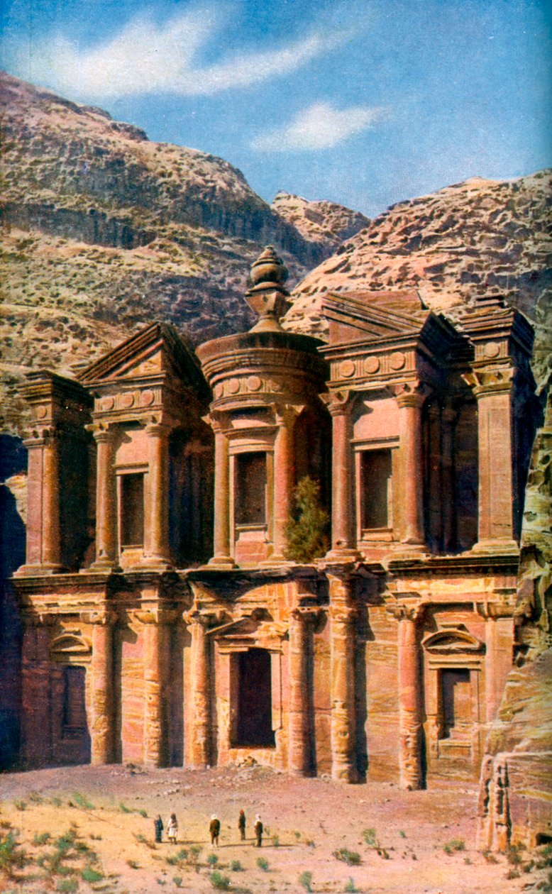 El Deir het Klooster, Petra, Jordanië, ca. 1924 door Unbekannt