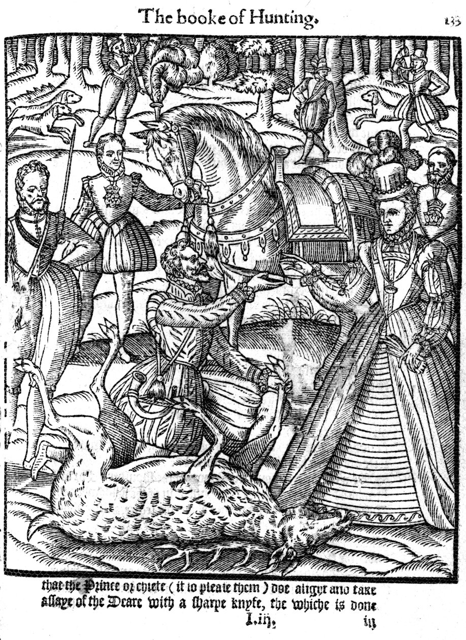 Elizabeth I voert de ceremonie van het keuren van het hert uit, 1576 door Unbekannt