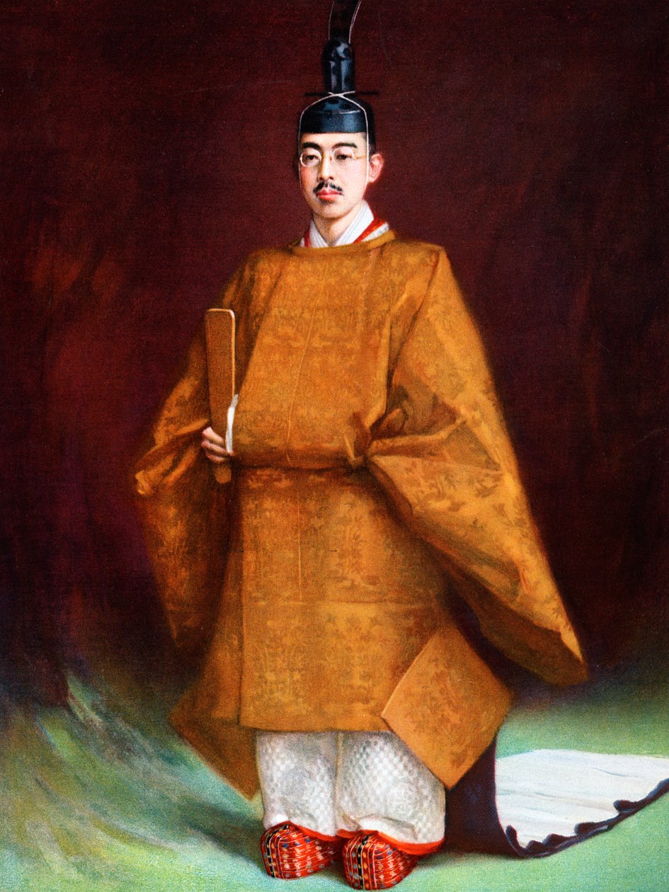 Keizer Hirohito in zijn kroningsgewaden, ca. 1924-1926 door Unbekannt
