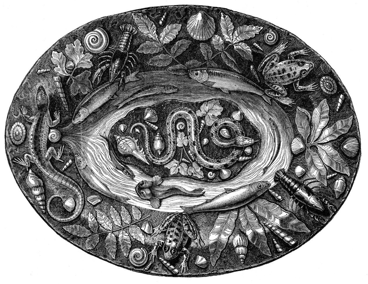 Geëmailleerde schaal door Bernard Palissy, 16e eeuw, 1870 door Unbekannt