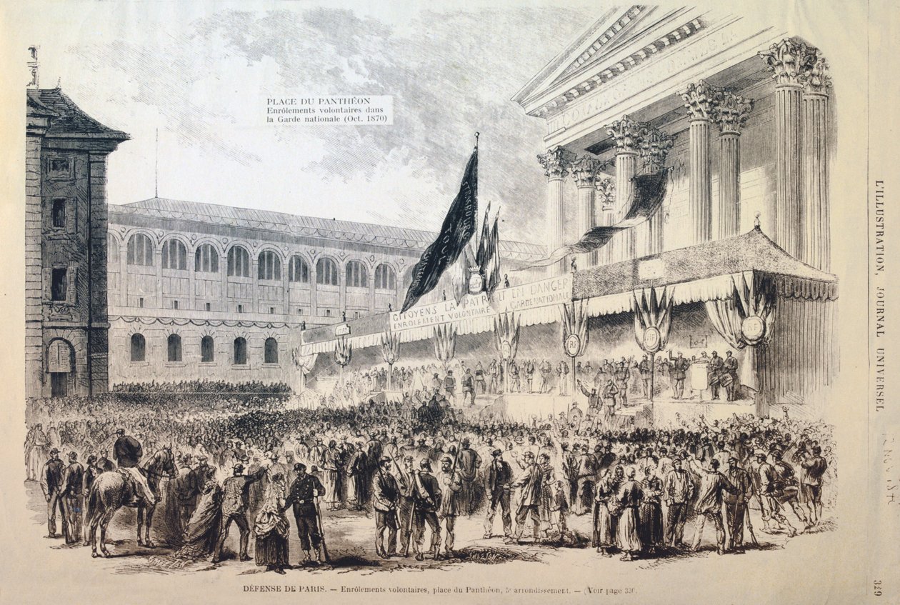 Werving van vrijwilligers voor de Nationale Garde, Place du Pantheon, Parijs, 1870-1871 door Unbekannt