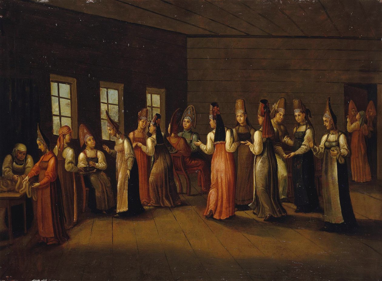 Vooravond van het huwelijk in een Koopmanshuis, eerste kwart van de 19e eeuw door Unbekannt