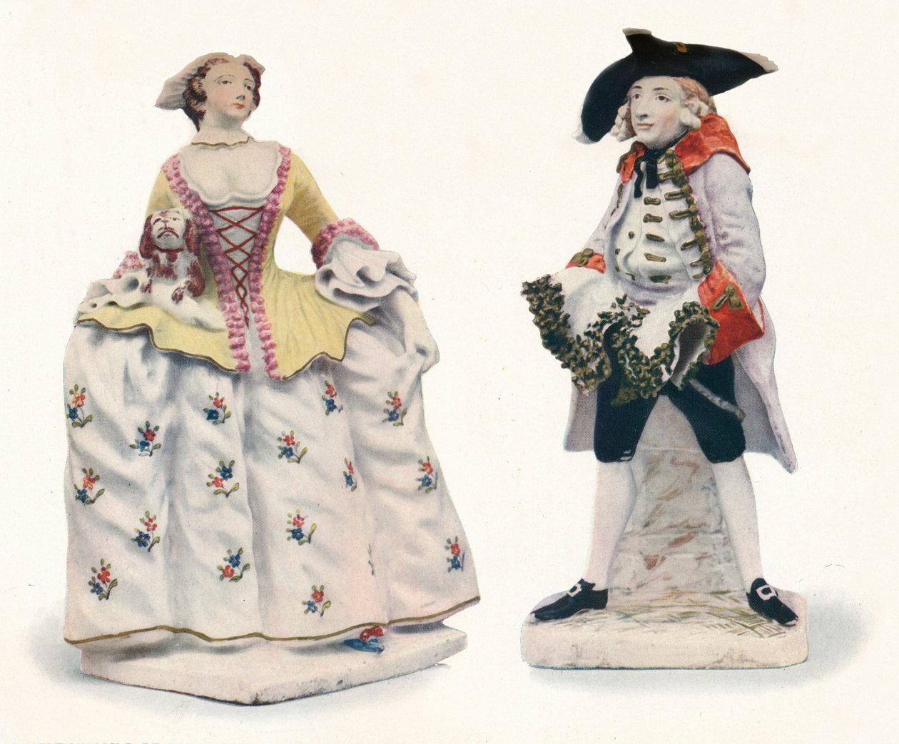 Uitzonderlijk Zeldzame Bow Porseleinen Figuren Versierd in Kleuren, ca. 1750 door Unbekannt