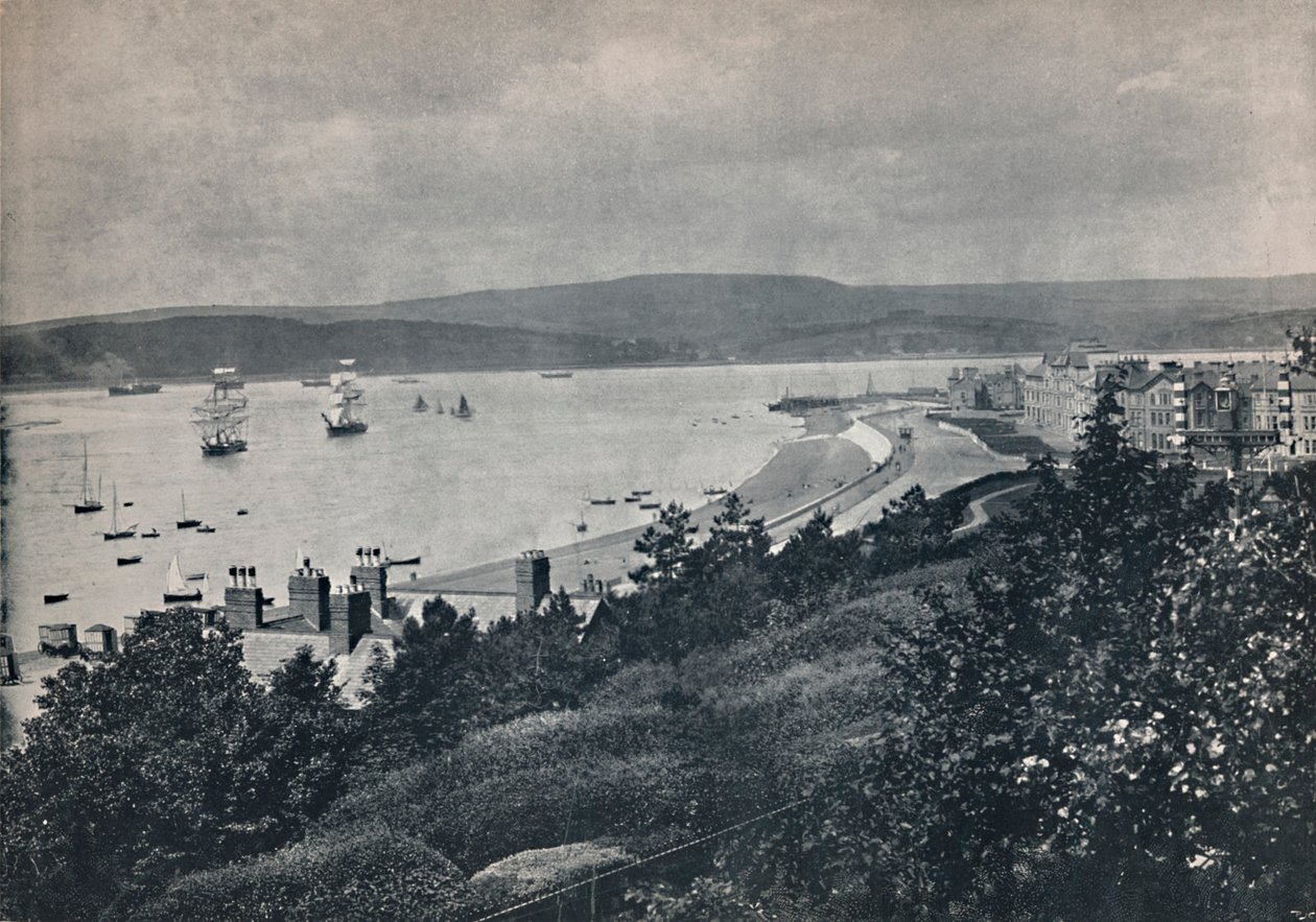 Exmouth - Uitzicht op het strand en de overkant, 1895 door Unbekannt