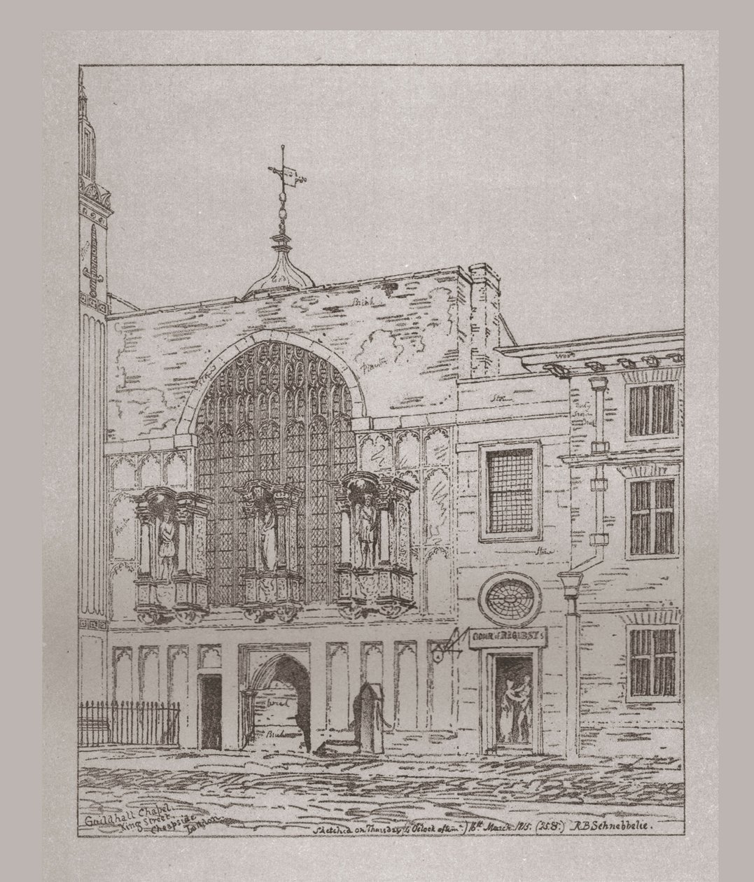 Buitenaanzicht van de Guildhall Chapel door Unbekannt