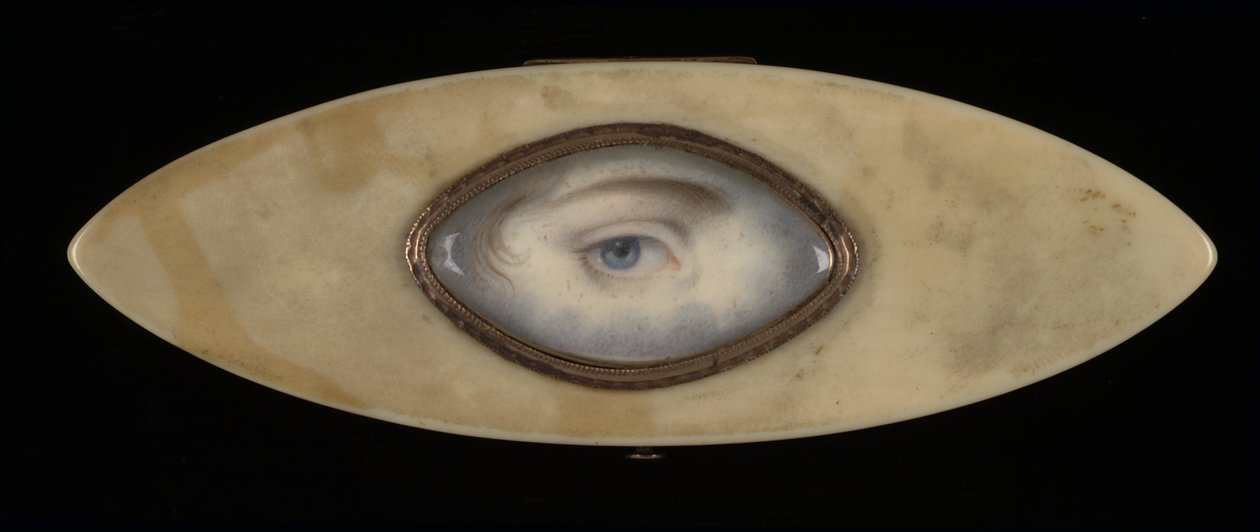 Oogminiatuur op een elliptische ivoren doos, ca. 1800 door Unbekannt