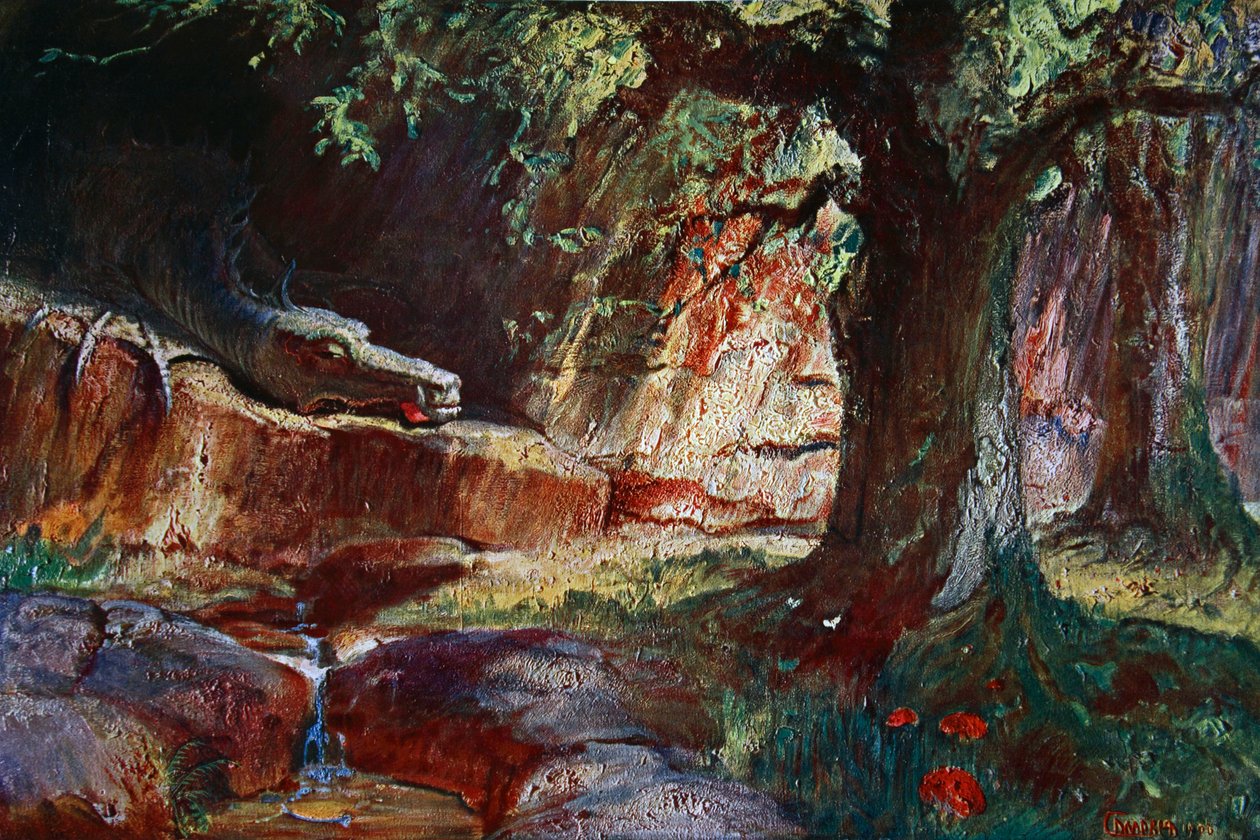 Fafner in zijn grot, 1906 door Unbekannt