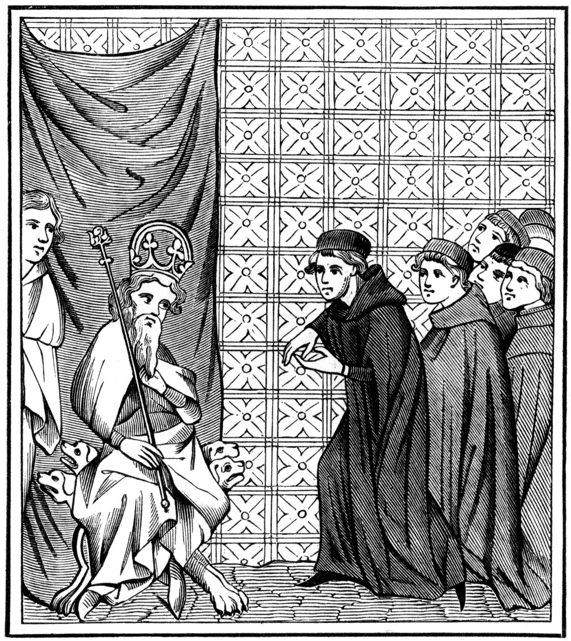 Fellows van de Universiteit van Parijs toespreken keizer Karel IV 1316-1378 in 1377, 1849 door Unbekannt