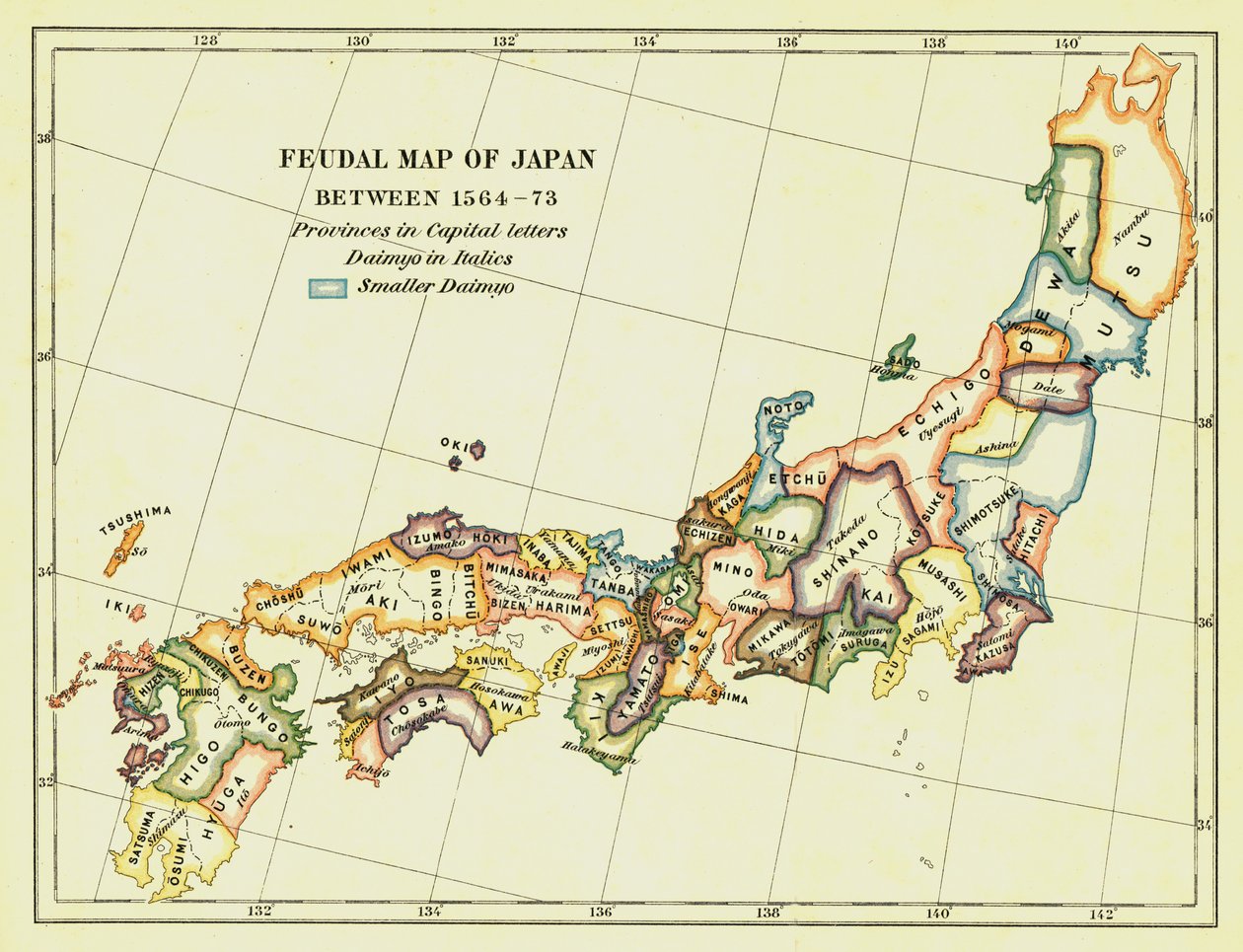 Feodale Kaart van Japan tussen 1564-73, 1903 door Unbekannt