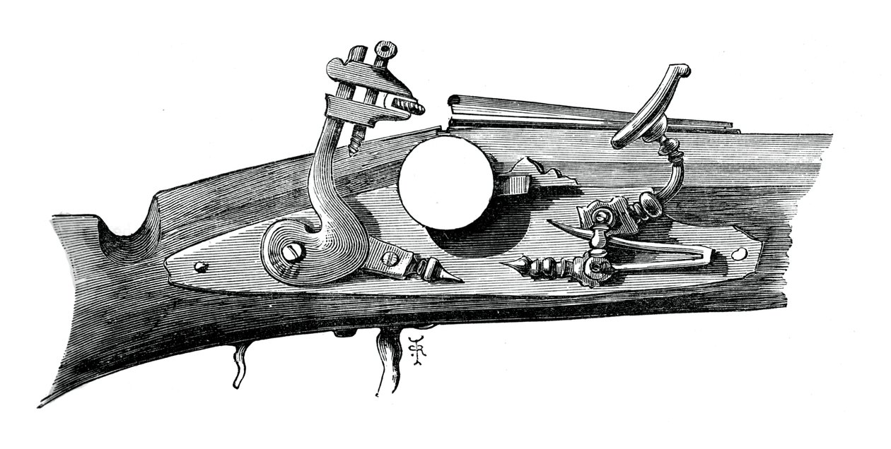 Vuursteen of snaphance van Haddon Hall, Derbyshire, ca. 1620, ca. 1880 door Unbekannt
