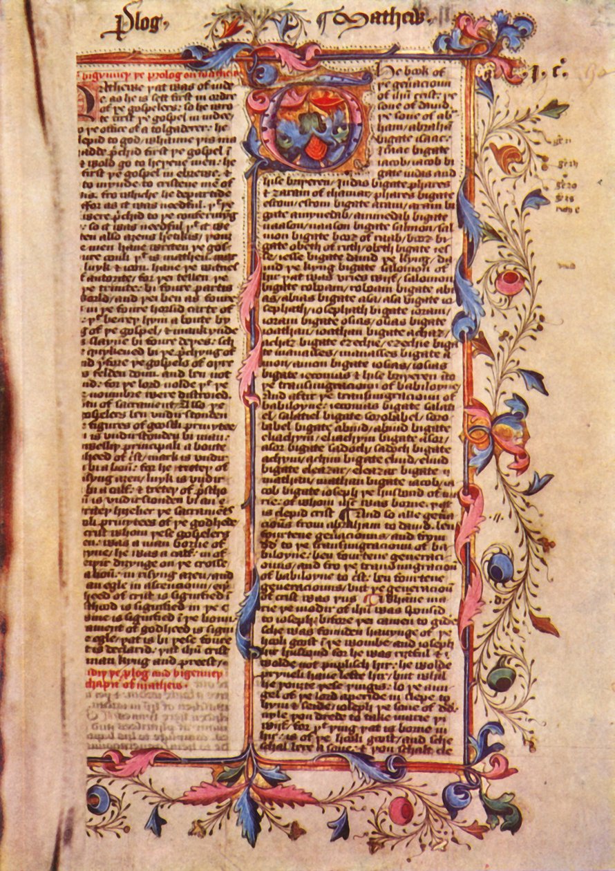 Eerste Pagina van het Evangelie van St. Matteüs, 15e eeuw, 1943 door Unbekannt