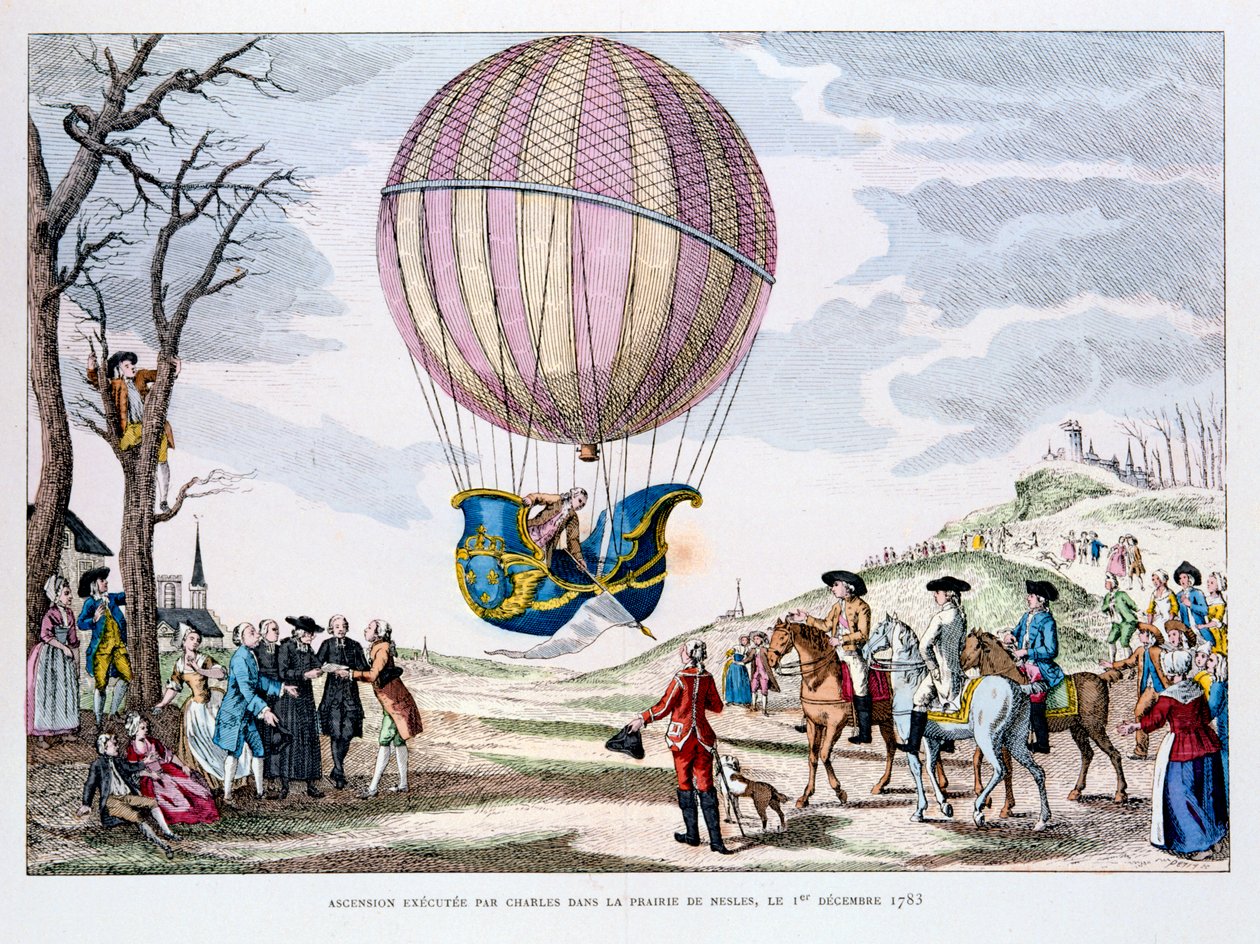 Eerste bemande vlucht in een waterstofballon, Frankrijk, 1 december 1783, 1887 door Unbekannt