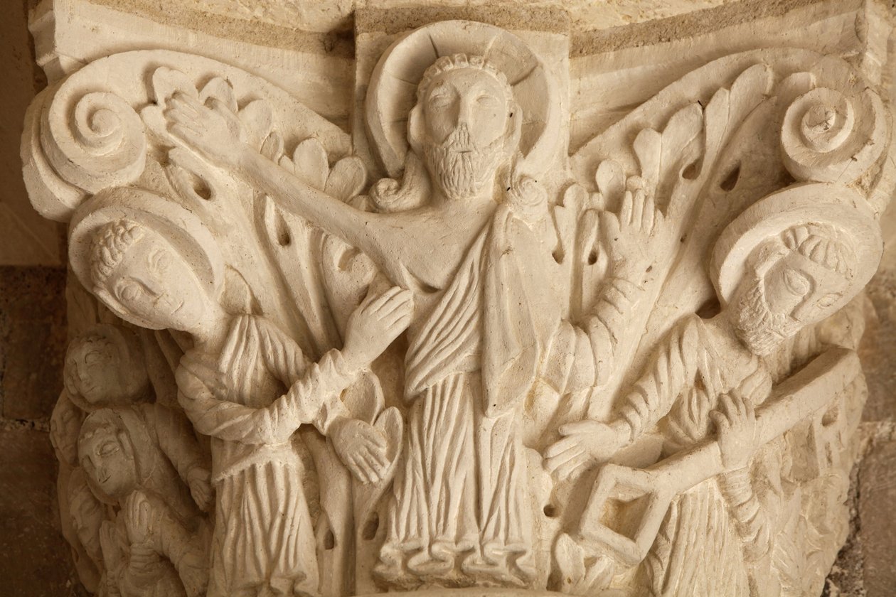 Portiek kapiteel van de basiliek van de abdij van Fleury, Saint Benoit sur Loire, Frankrijk door Unbekannt