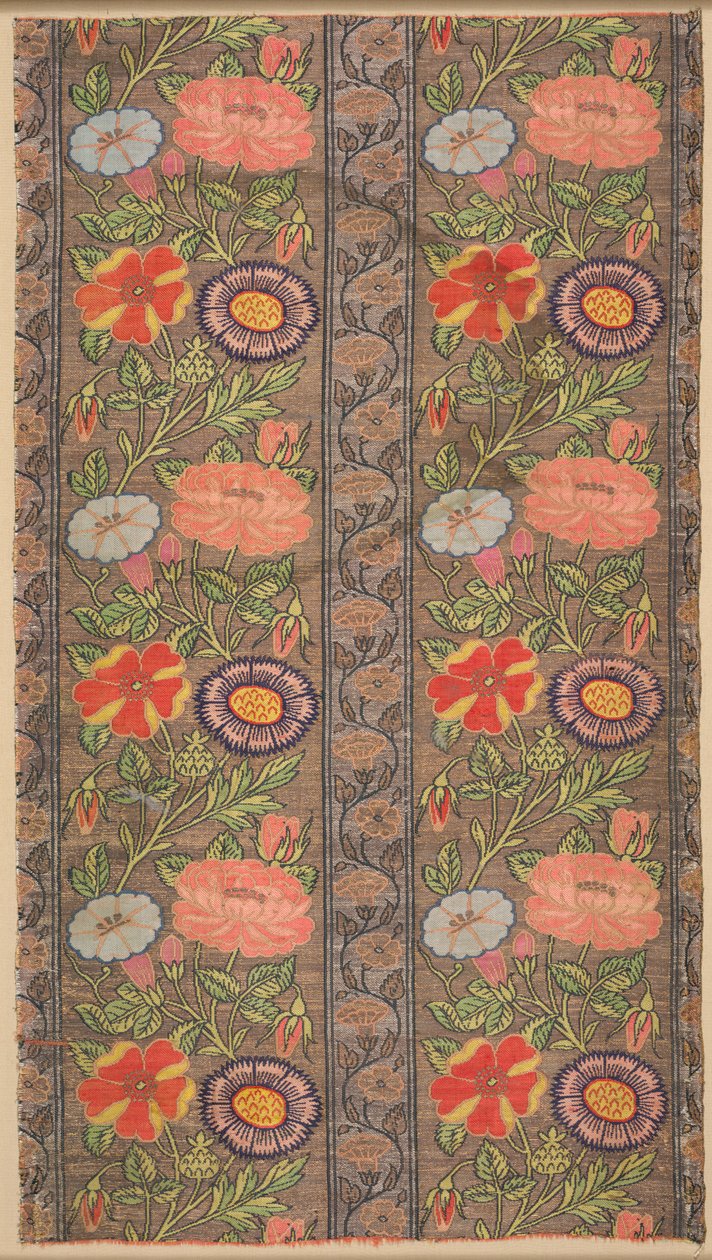 Bloemgestreept zijde op een gouden ondergrond, 1600-1650 door Unbekannt