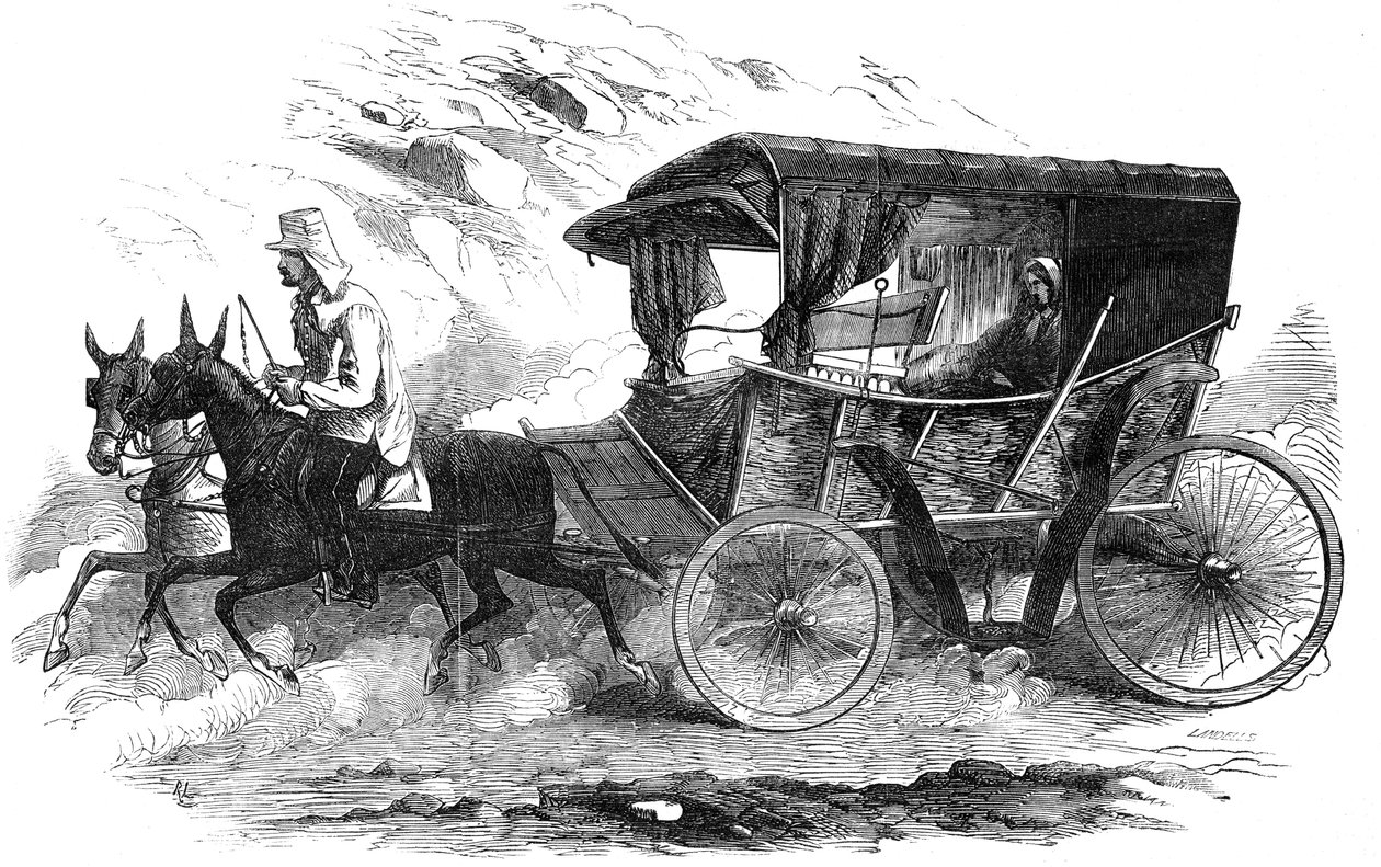 Florence Nightingale in haar koets op de Krim, 1856 door Unbekannt