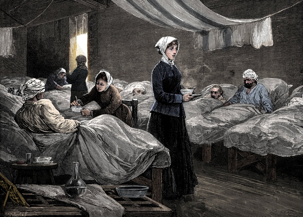 Florence Nightingale in het barakkenhospitaal in Scutari, ca. 1880 door Unbekannt