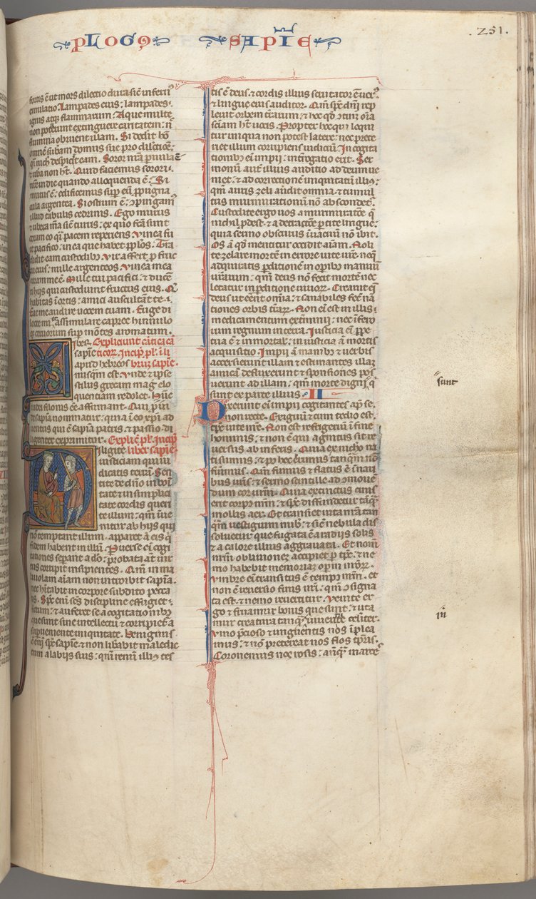 Fol. 251 r, Wijsheid, gehistorieerde initiaal D, Salomo onderwijst een soldaat, ca. 1275-1300 door Unbekannt