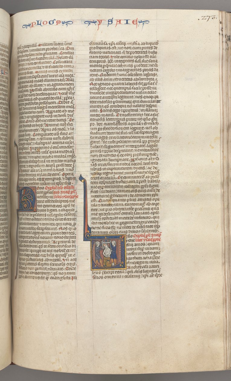 Fol. 273r, Jesaja, gehistorieerde initiaal V, de marteldood van Jesaja, ca. 1275-1300 door Unbekannt
