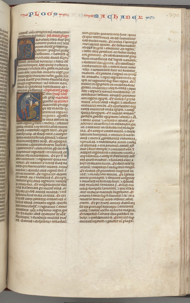 Fol. 370r, Makkabeeën I, gehistorieerde initiaal E, Mathathias doodt de afgodische Jood, ca. 1275-1300 door Unbekannt