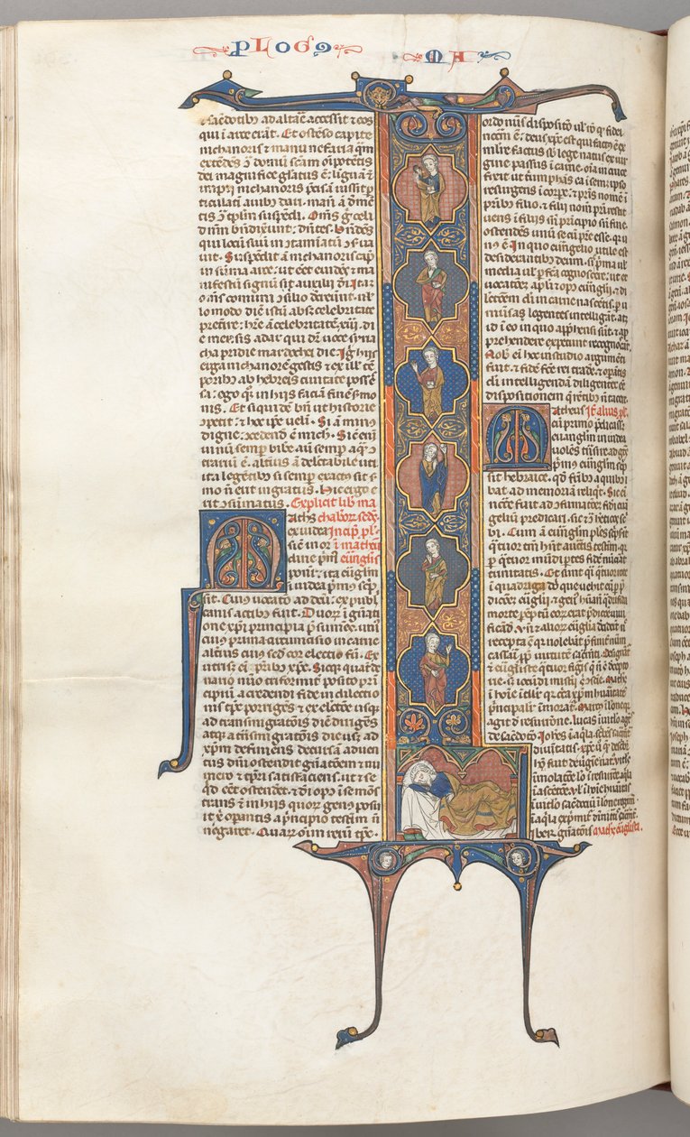 Matthew, volledige historiated initiaal L, de boom van Jesse, met een slapende Jesse door Unbekannt