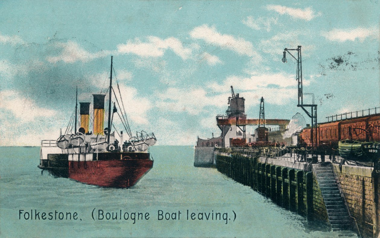 Folkestone Boulogne Boot vertrekt, ca. 1905 door Unbekannt