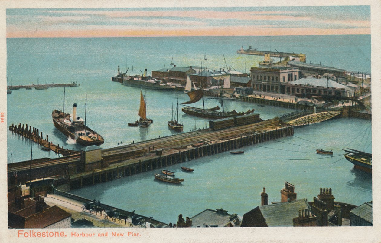 Folkestone. Haven en Nieuwe Pier, eind 19e-begin 20e eeuw door Unbekannt