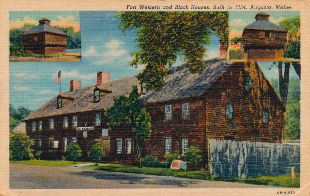 Fort Western en Blokhuizen, Augusta, Maine door Unbekannt