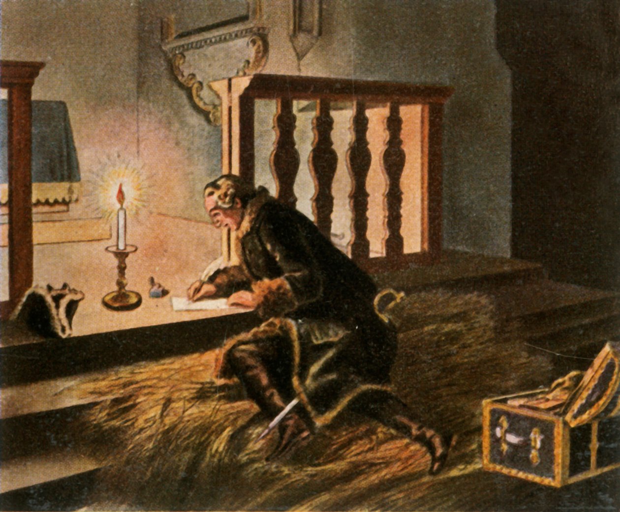 Frederik II in de dorpskerk van Elsnig...na de Slag bij Torgau, 3 november 1760 door Unbekannt