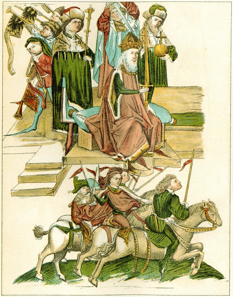 Frederik I ontvangt Brandenburg Kopie van een Illustratie uit de geïllustreerde kroniek van Richental, c. 1440 door Unbekannt