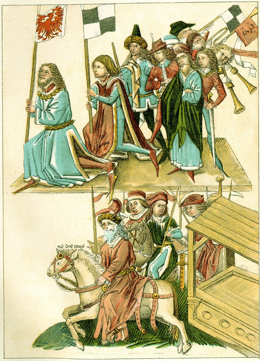 Frederik I ontvangt Brandenburg Kopie van een Illustratie uit de Richentals geïllustreerde kroniek, c. 1440 door Unbekannt