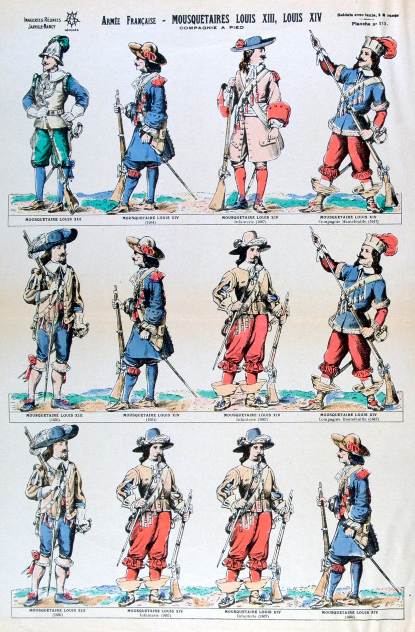 Frans leger, musketiers van Lodewijk XIII en Lodewijk XIV, 17e eeuw door Unbekannt