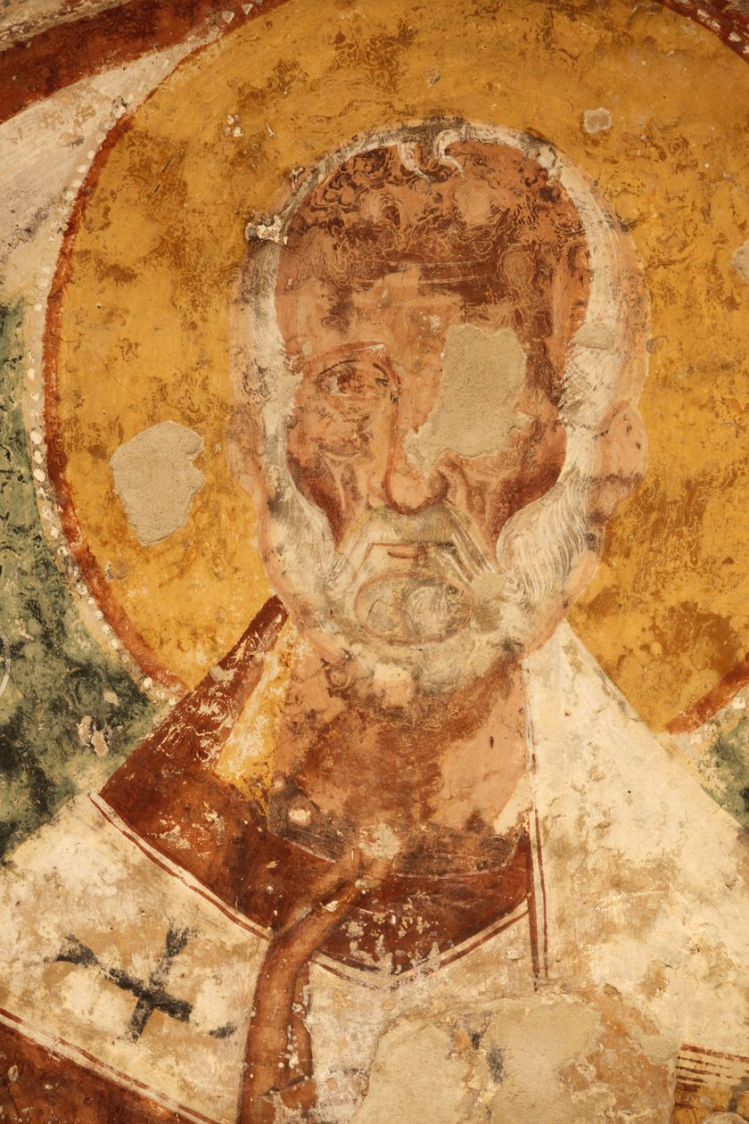 Fresco in Santi Stefani (St-Stefanus) crypte, Poggiardo, Apulië, Poggiardo, Italië door Unbekannt