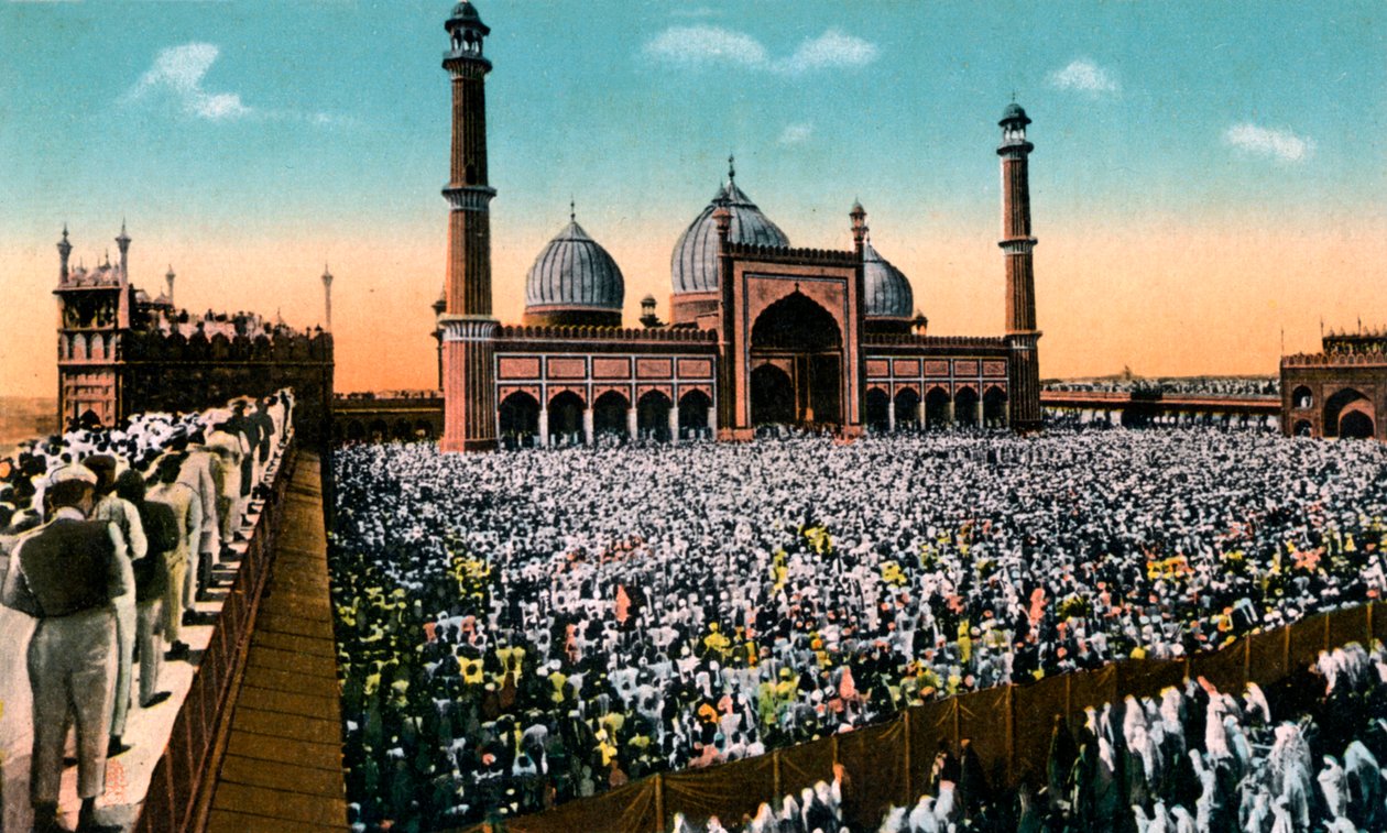Vrijdaggebeden, Jama Masjid, Delhi, India, begin 20e eeuw door Unbekannt