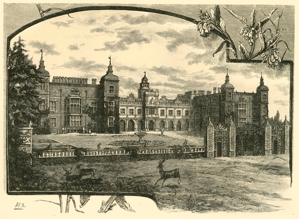 Voorkant van Hatfield House door Unbekannt