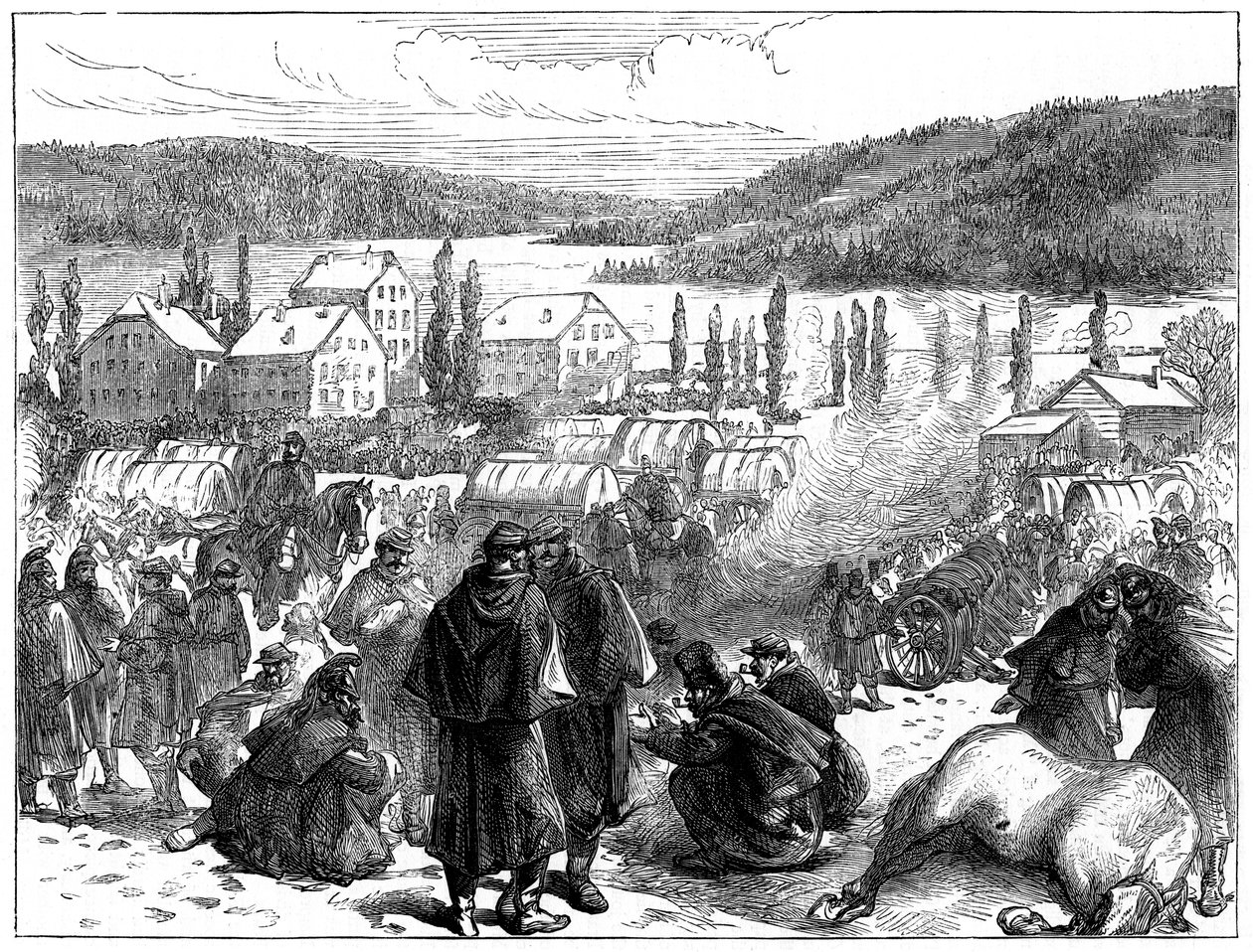 Generaal Bourbakis verslagen Franse leger in Zwitserland, februari 1871 door Unbekannt