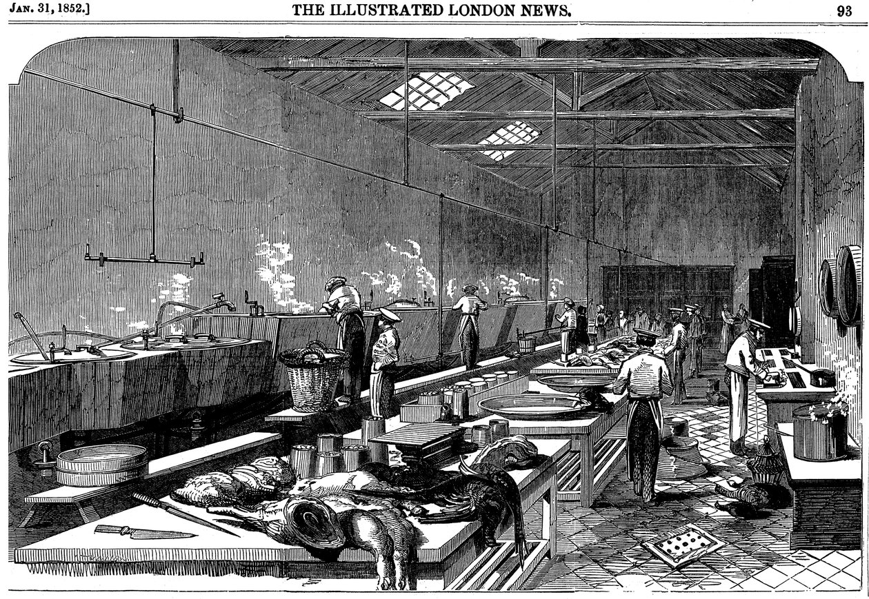 Algemeen overzicht van de keuken bij Richie & McCalls Cannery, Houndsditch, Londen, 1852 door Unbekannt