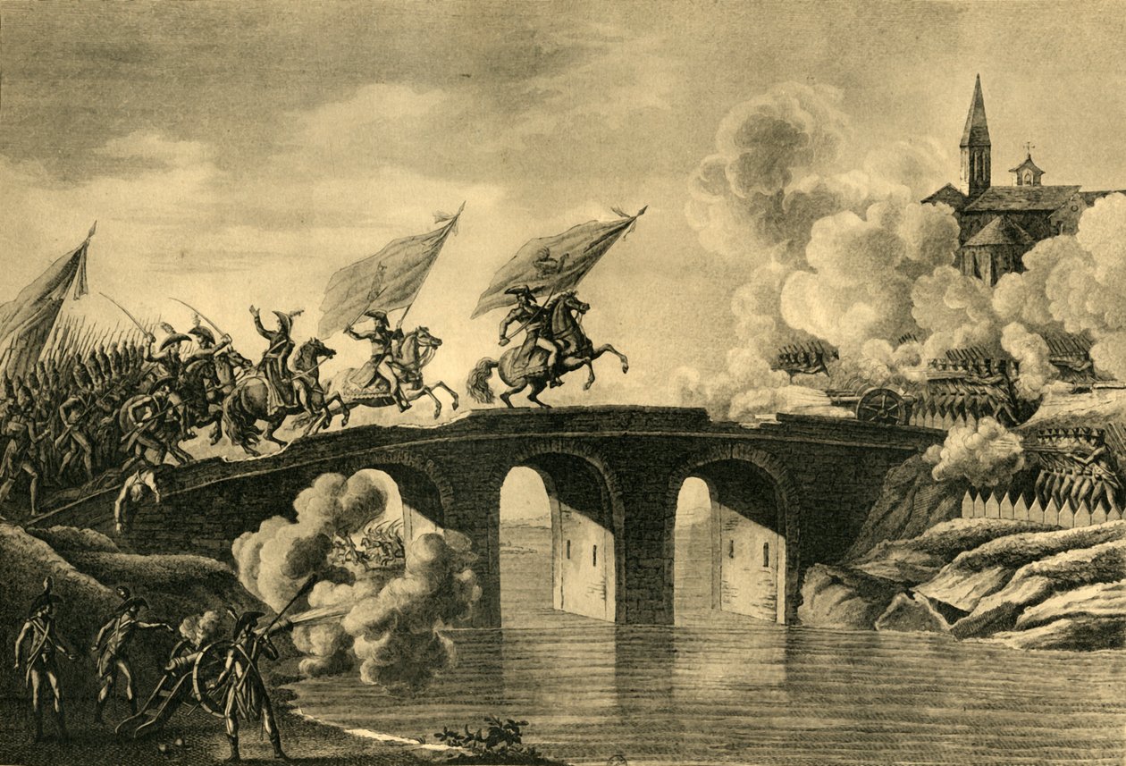 Generaals Bonaparte en Augereau bestormen de brug bij Arcola, november 1796, 1921 door Unbekannt