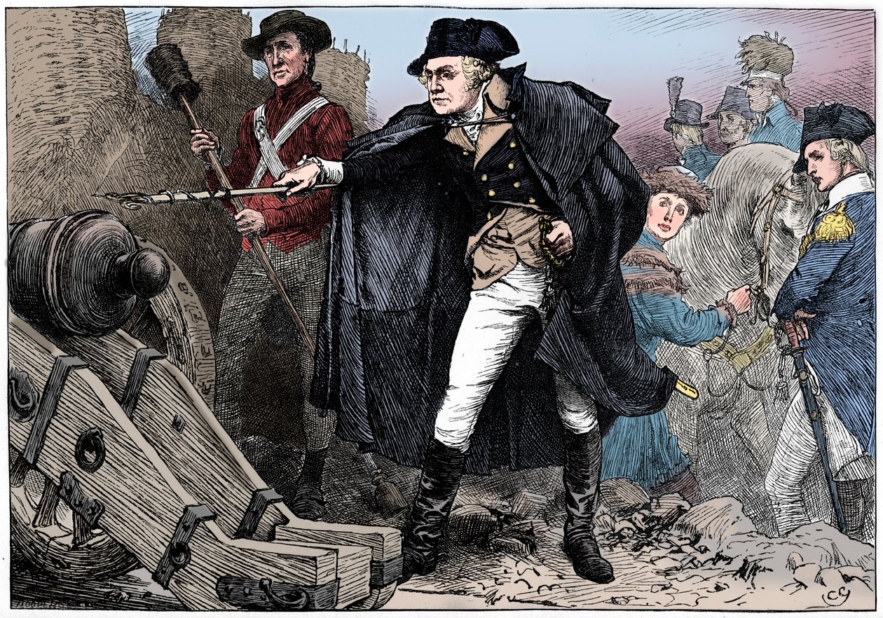 George Washington bij het Beleg van Yorktown, Virginia door Unbekannt