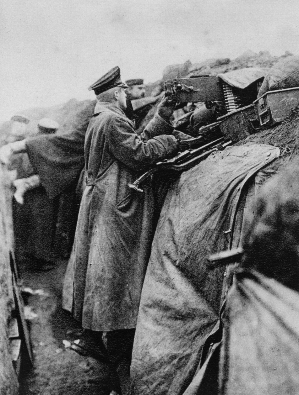 Duitse soldaten in een loopgraaf, Eerste Wereldoorlog, 1915 door Unbekannt