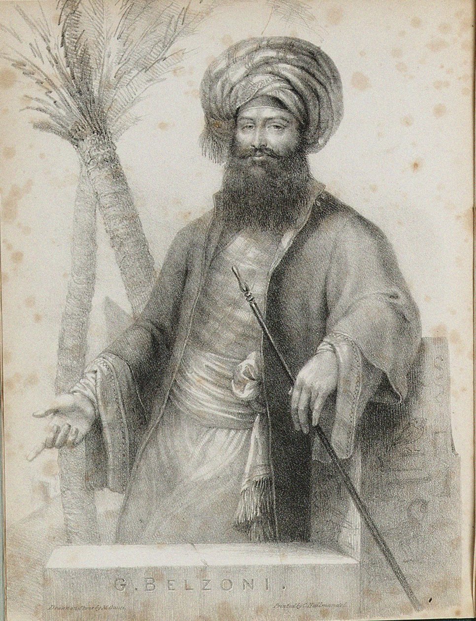 Giovanni Battista Belzoni Frontispice uit Narrative of the Operations and Recent Discoveries door Unbekannt