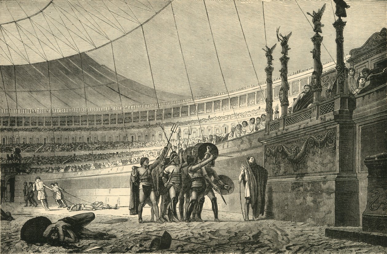 Gladiatoren groeten de keizer voordat ze het gevecht aangaan, 1890 door Unbekannt