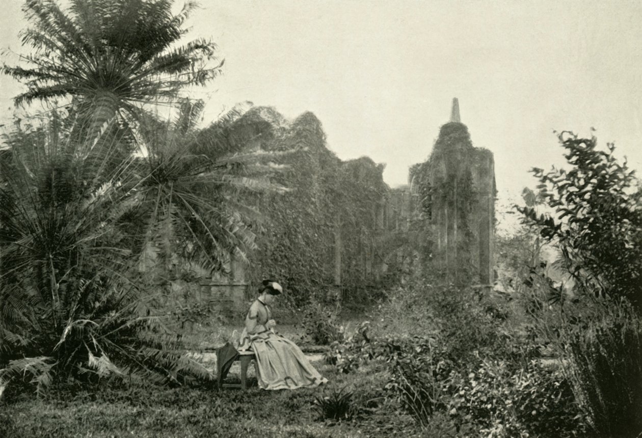 Gotische ruïne in Barrackpore Garden, ca. 1870 door Unbekannt